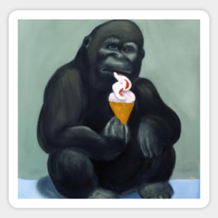 Gorilla eating ice cream Sticker